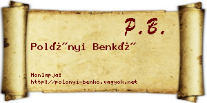 Polónyi Benkő névjegykártya